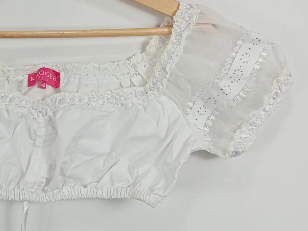 Trachtenmode> Trachtenbluse Größe 36 weiß