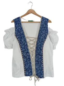 Trachtenmode>Country Line Trachtenbluse Größe 48 blauweiß