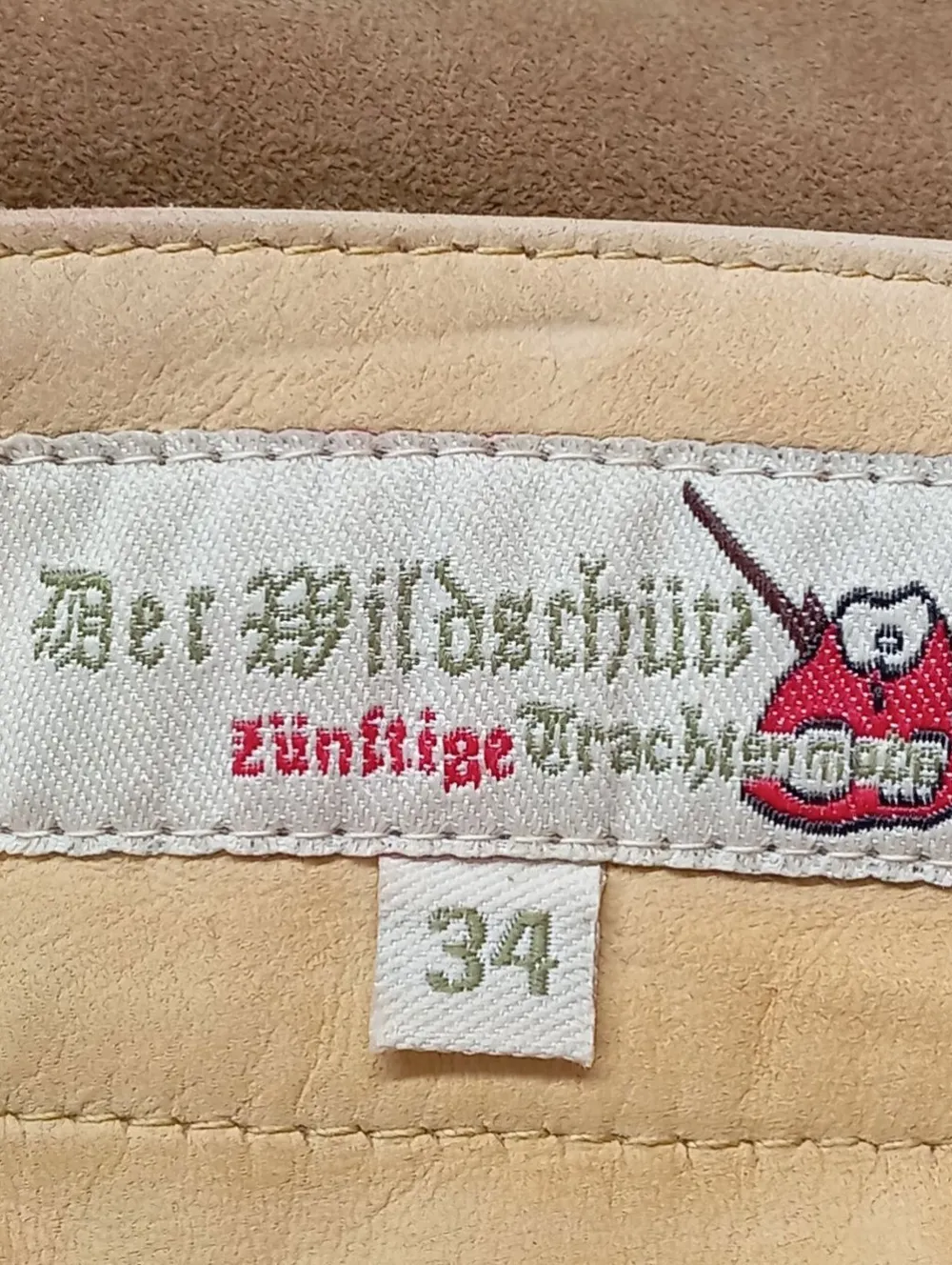 Trachtenmode>Der Wildschu00fctz Trachtenlederhose Größe 34 braun