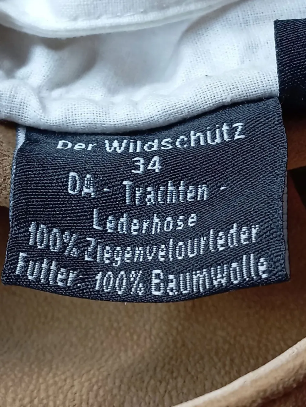 Trachtenmode>Der Wildschu00fctz Trachtenlederhose Größe 34 braun