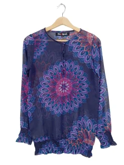 Blusen>Desigual Transparenz-Bluse Größe 34 blaupink