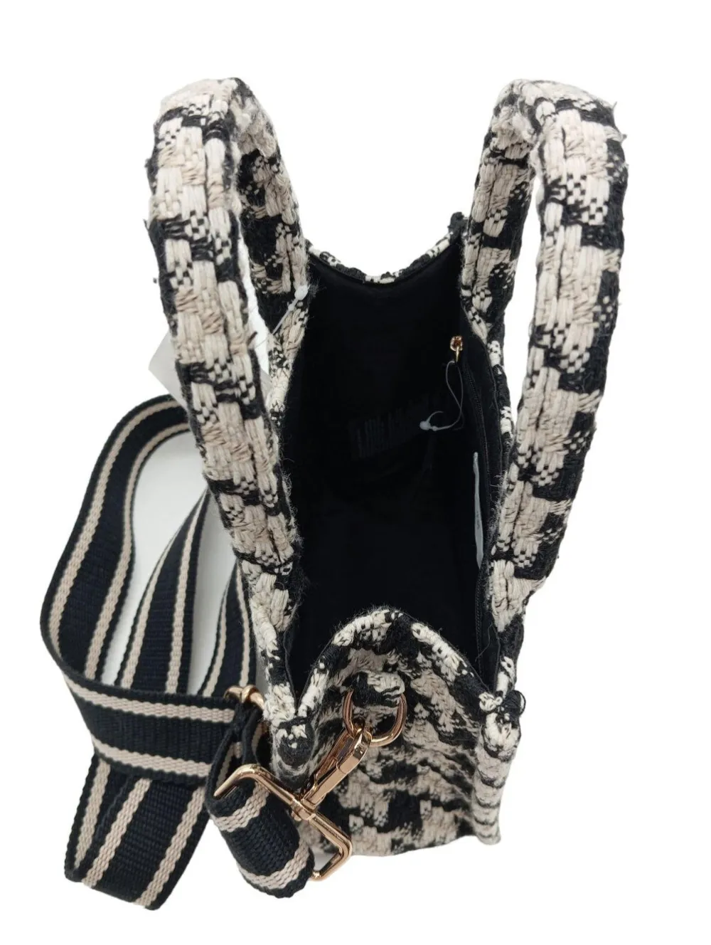 Umhängetaschen>H&M Umhängetasche wollweißschwarz