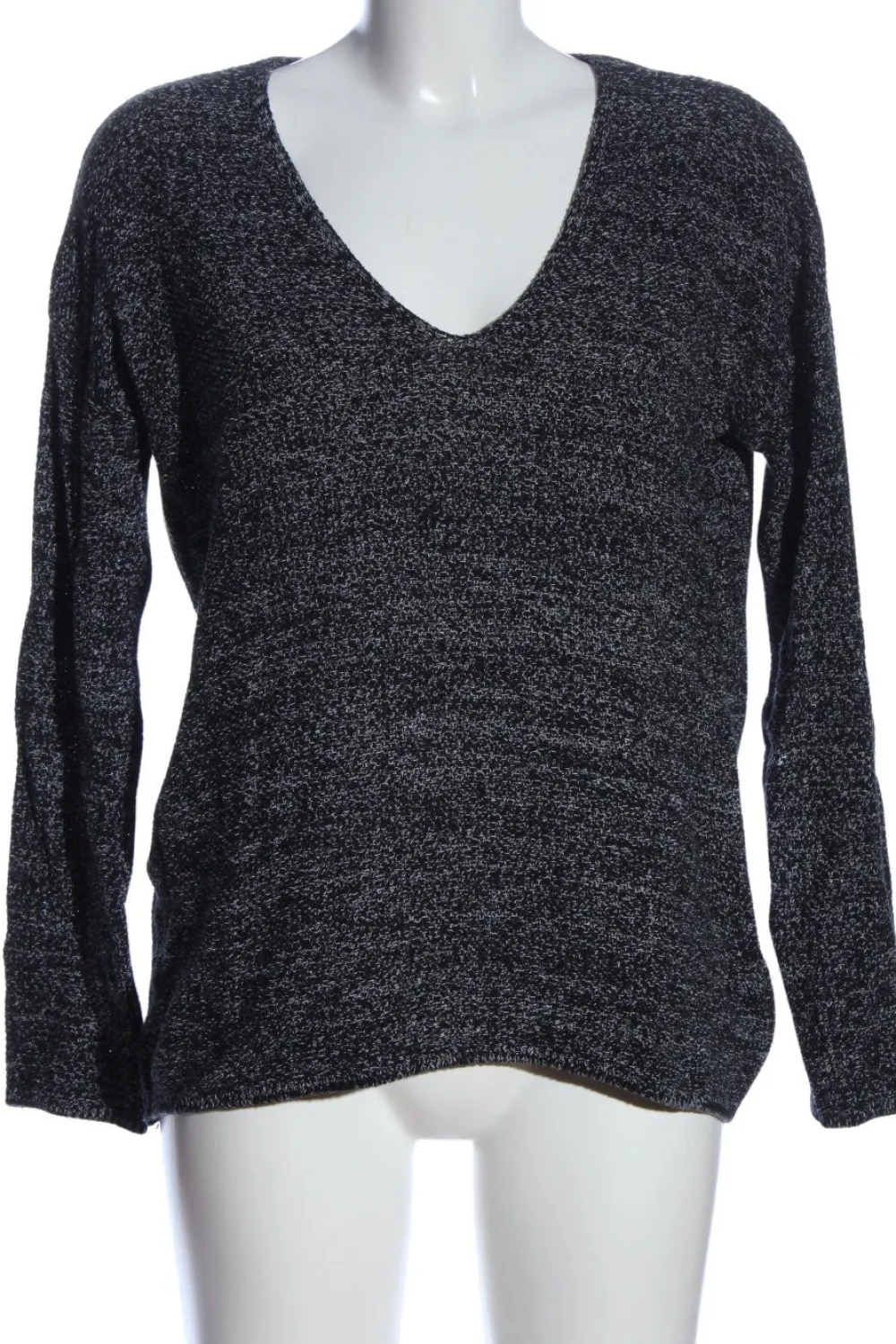 Pullover>H&M V-Ausschnitt-Pullover Größe 36 hellgrauschwarz