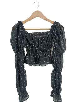 Tops>SheIn Volanttop Größe 36 schwarzweiß