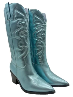 Stiefel>sheln Westernstiefel Größe 39 hellblau