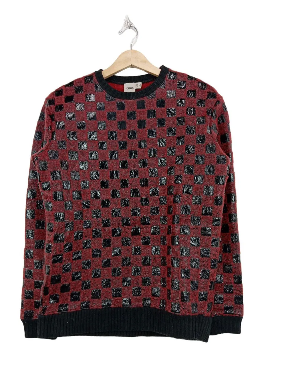 Pullover>Asos Wollpullover Größe 34 dunkelrotschwarz